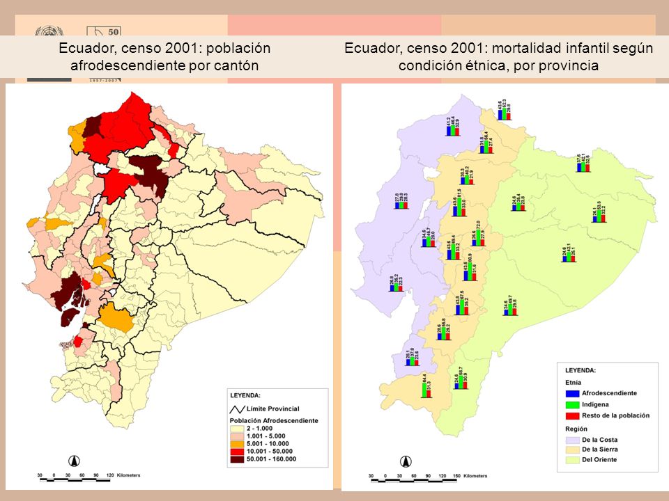Ecuador, censo 2001: población afrodescendiente por cantón