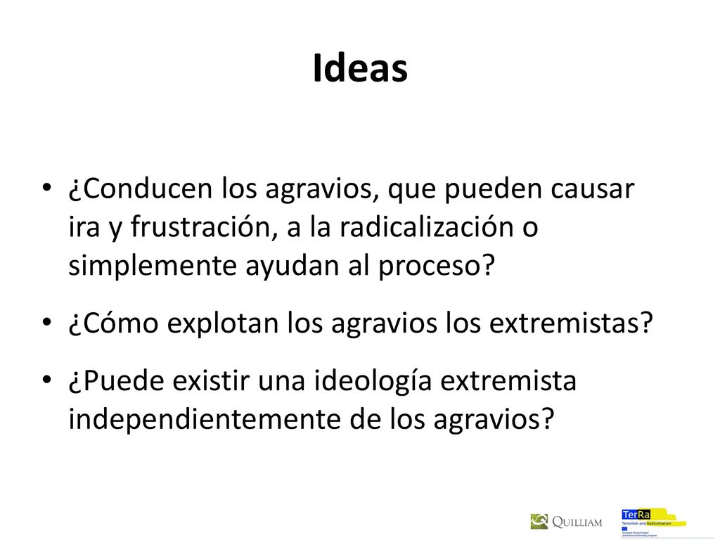 Ideas ¿Conducen los agravios, que pueden causar ira y frustración, a la radicalización o simplemente ayudan al proceso