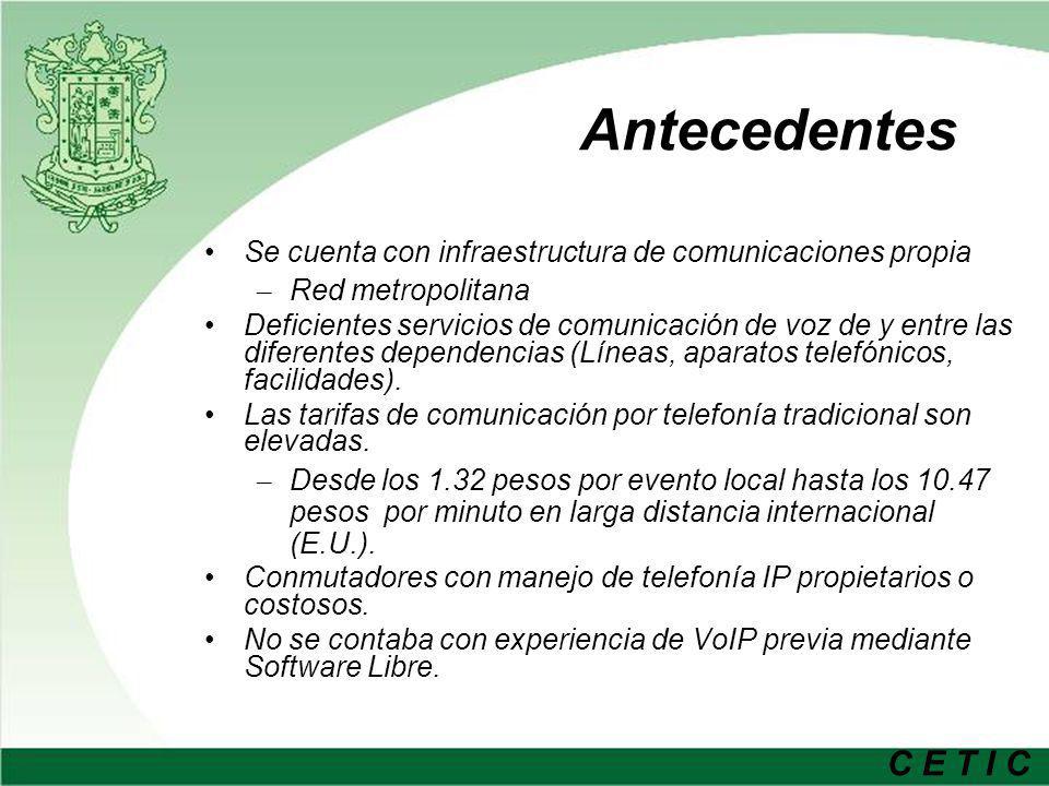Antecedentes Se cuenta con infraestructura de comunicaciones propia