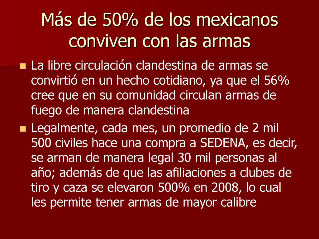 Más de 50% de los mexicanos conviven con las armas