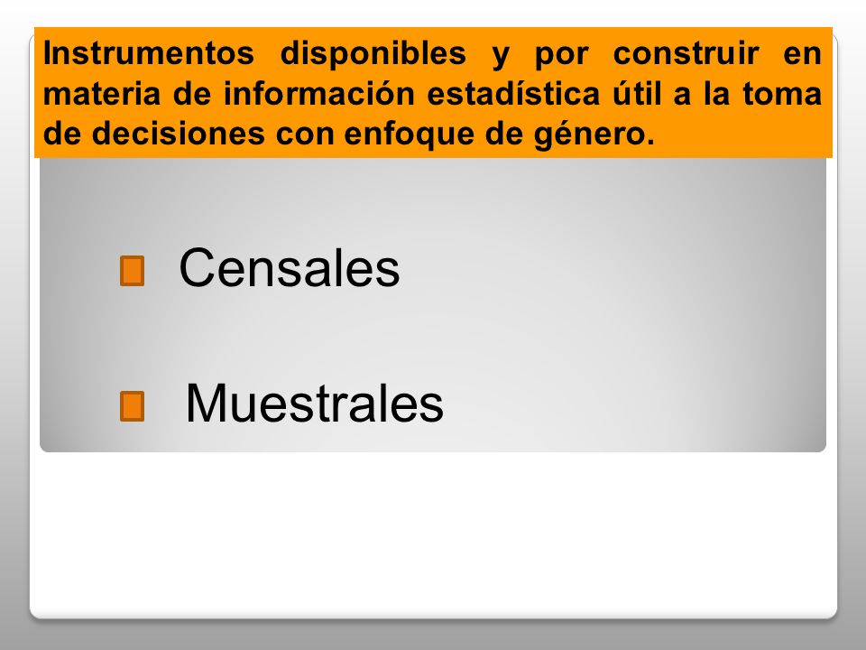Instrumentos disponibles y por construir en materia de información estadística útil a la toma de decisiones con enfoque de género.