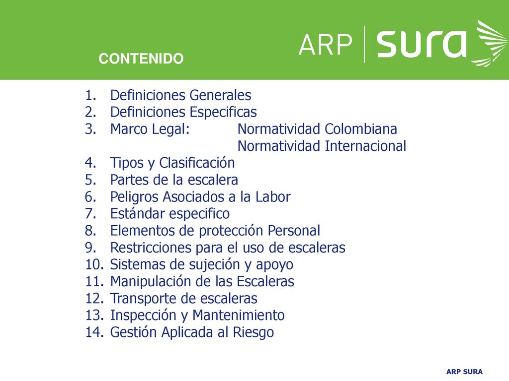 CONTENIDO Definiciones Generales. Definiciones Especificas. Marco Legal: Normatividad Colombiana.