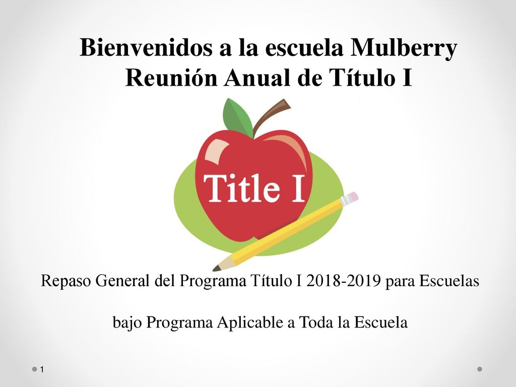 Bienvenidos a la escuela Mulberry Reunión Anual de Título I