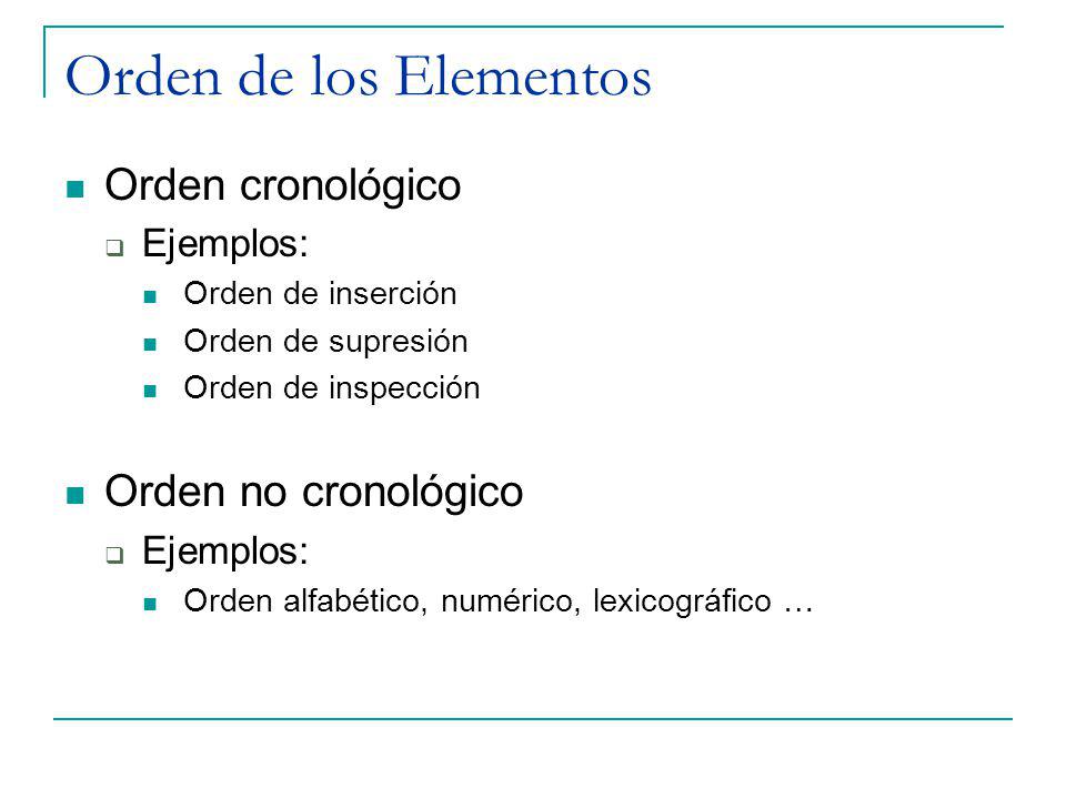 Orden de los Elementos Orden cronológico Orden no cronológico