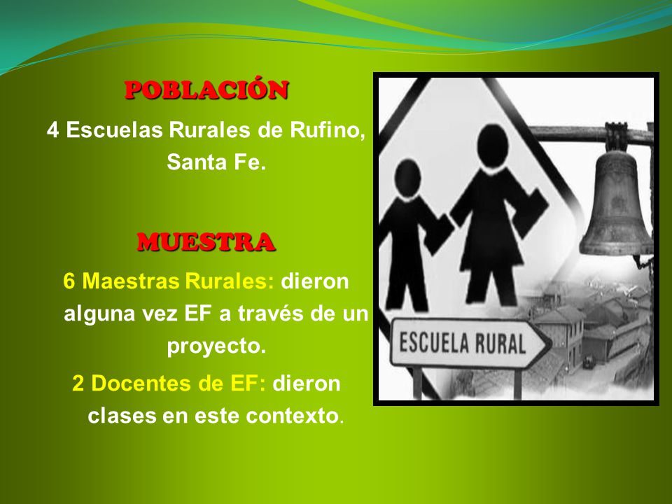 POBLACIÓN MUESTRA 4 Escuelas Rurales de Rufino, Santa Fe.