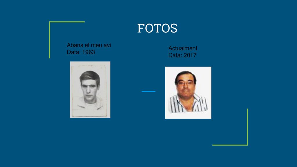 FOTOS Abans el meu avi Data: 1963 Actualment Data: 2017