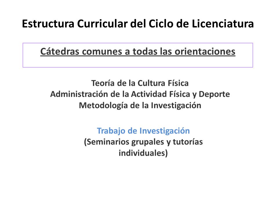Estructura Curricular del Ciclo de Licenciatura