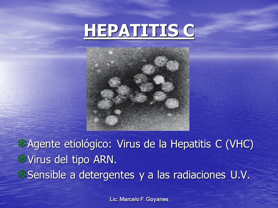 HEPATITIS C Agente etiológico: Virus de la Hepatitis C (VHC)