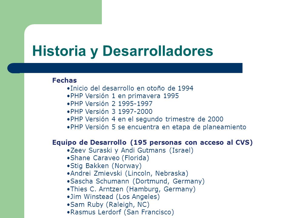 Historia y Desarrolladores