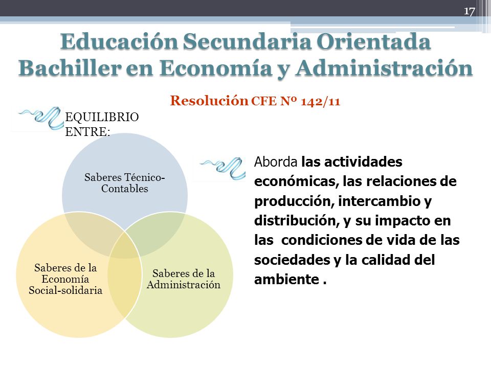 Educación Secundaria Orientada Bachiller en Economía y Administración