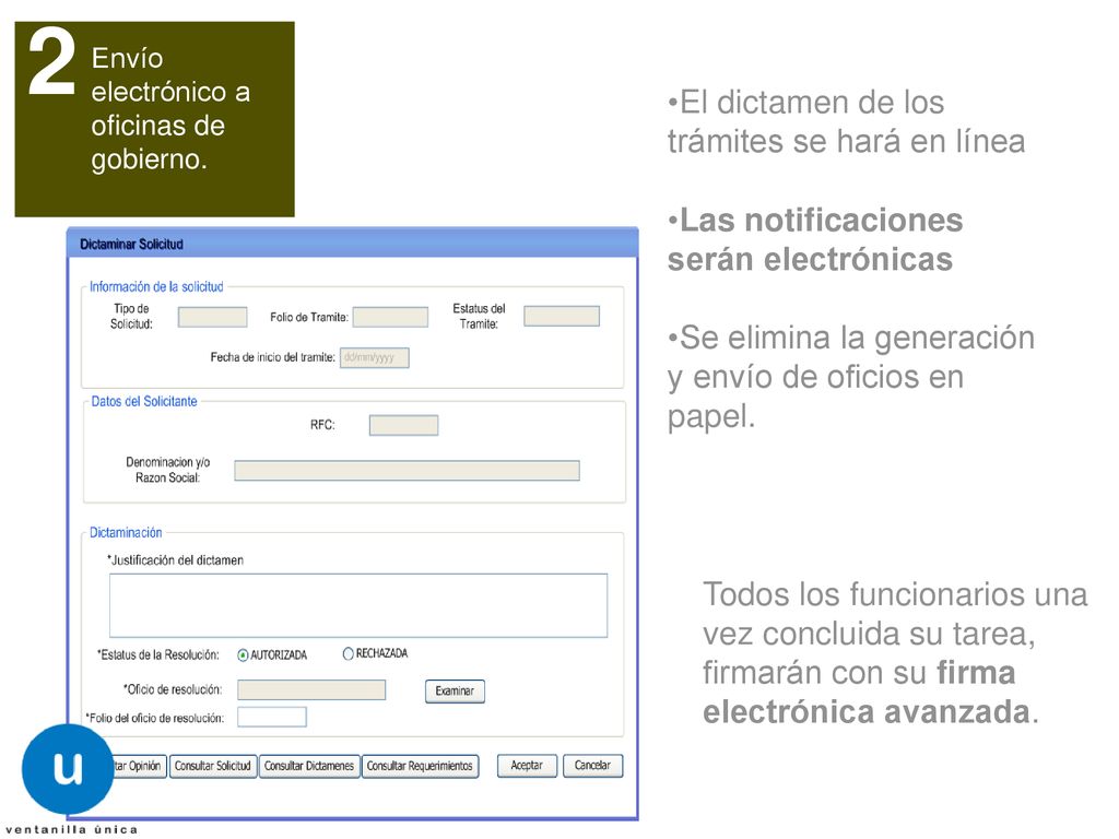 2 El dictamen de los trámites se hará en línea