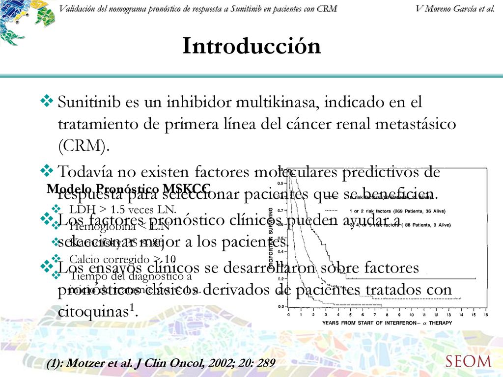 Introducción Sunitinib es un inhibidor multikinasa, indicado en el tratamiento de primera línea del cáncer renal metastásico (CRM).