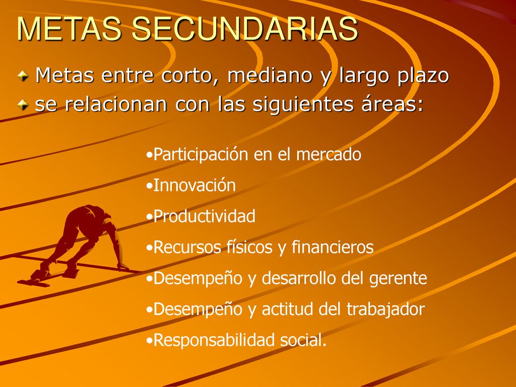METAS SECUNDARIAS Metas entre corto, mediano y largo plazo