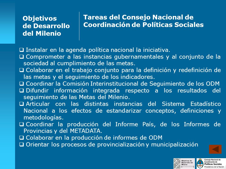 Tareas del Consejo Nacional de Coordinación de Políticas Sociales