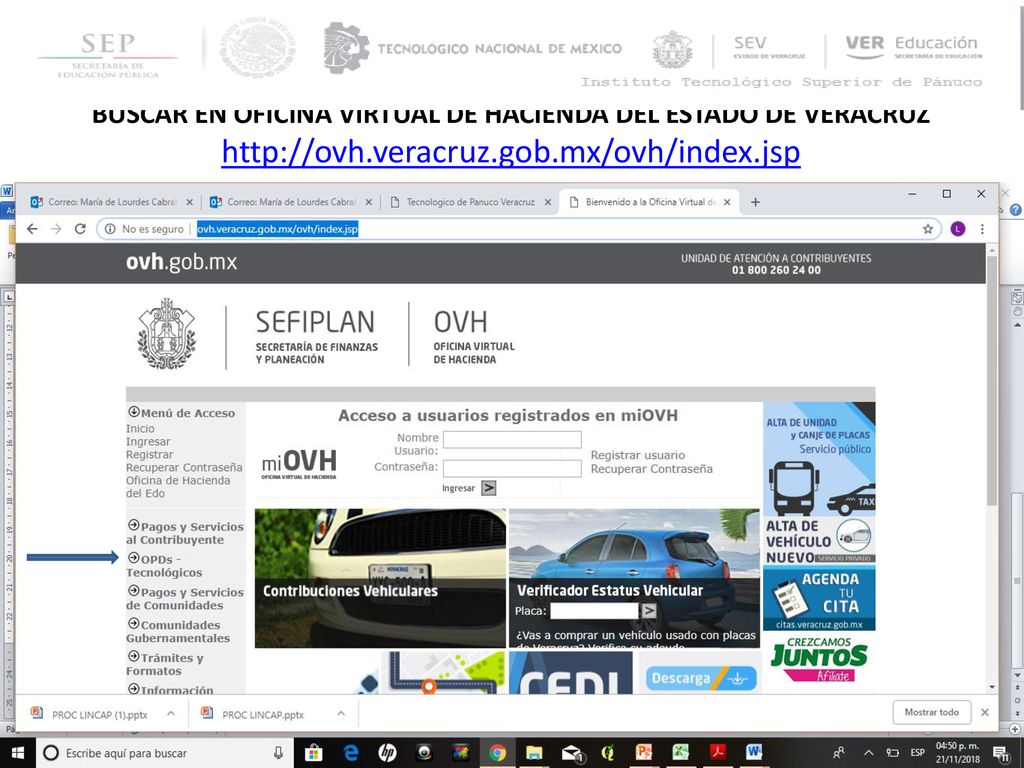 BUSCAR EN OFICINA VIRTUAL DE HACIENDA DEL ESTADO DE VERACRUZ