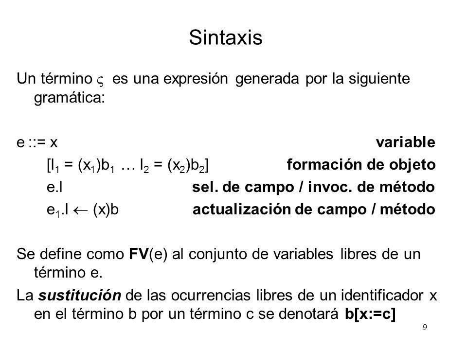 Sintaxis Un término  es una expresión generada por la siguiente gramática: