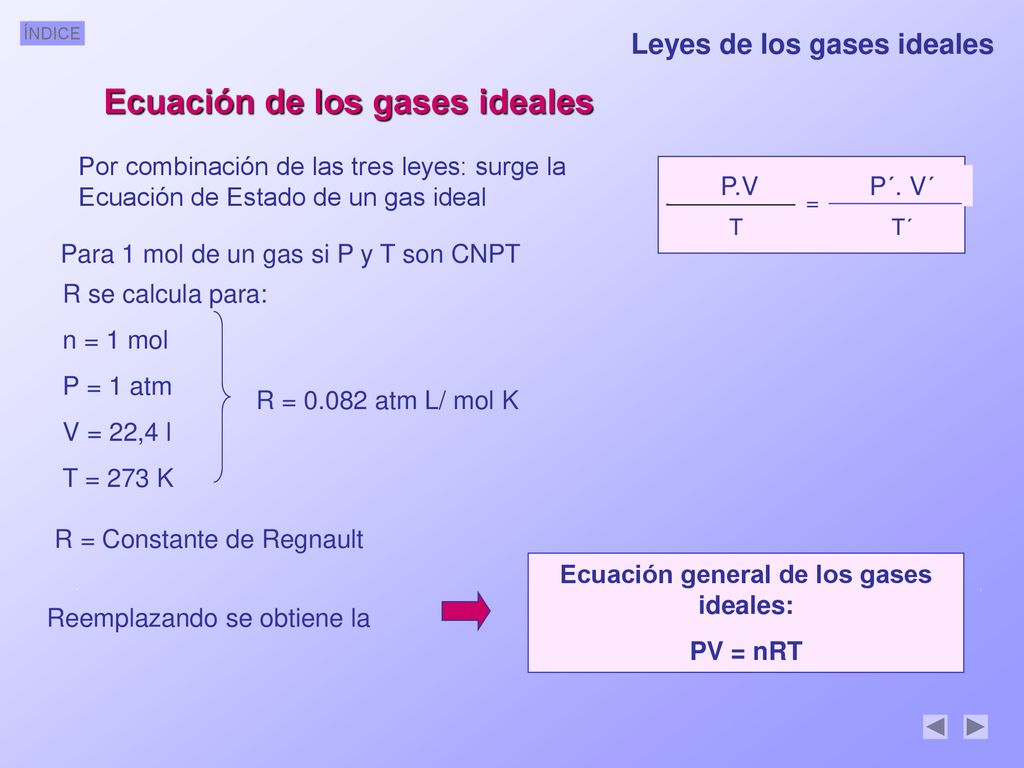 Ecuación de los gases ideales Ecuación general de los gases ideales: