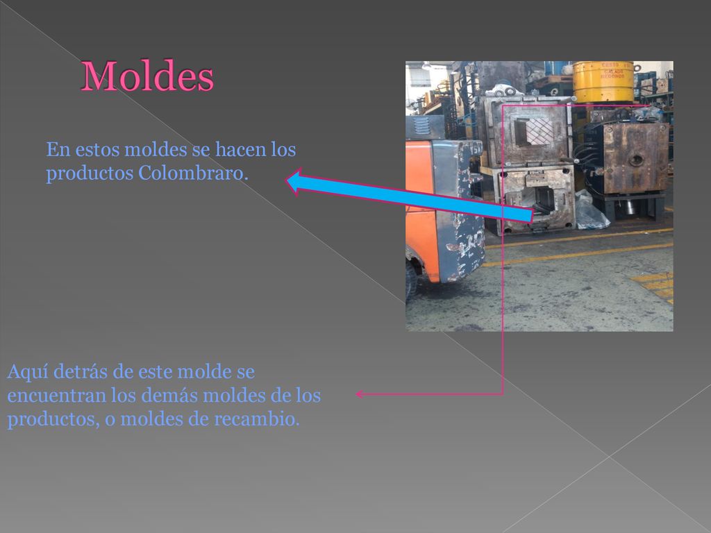 Moldes En estos moldes se hacen los productos Colombraro.