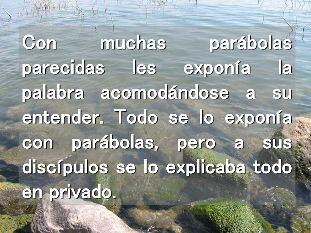 Con muchas parábolas parecidas les exponía la palabra acomodándose a su entender.