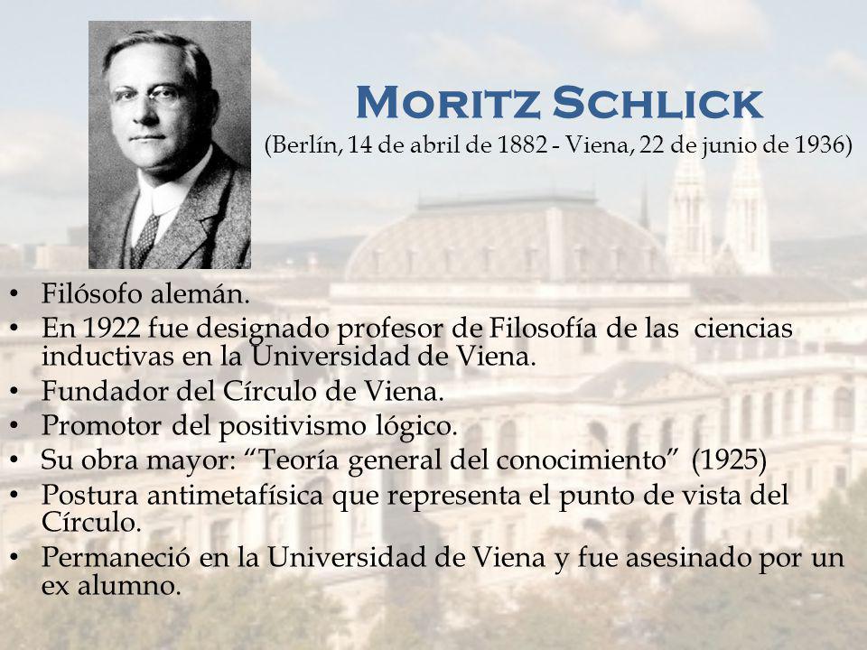 Moritz Schlick (Berlín, 14 de abril de Viena, 22 de junio de 1936)