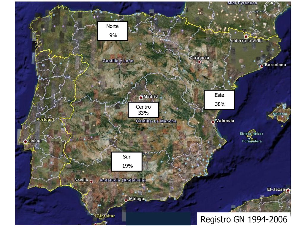 Norte 9% Este 38% Centro 33% Sur 19% Registro GN