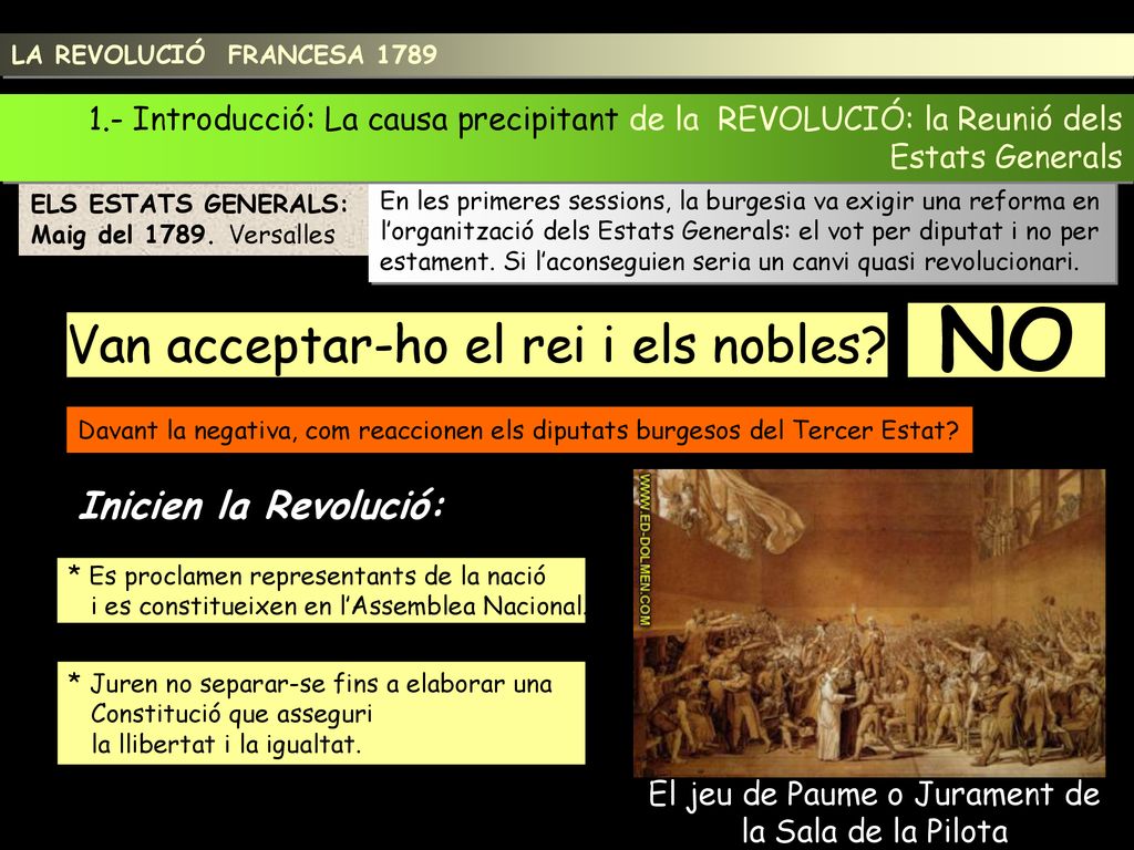NO Van acceptar-ho el rei i els nobles Inicien la Revolució: