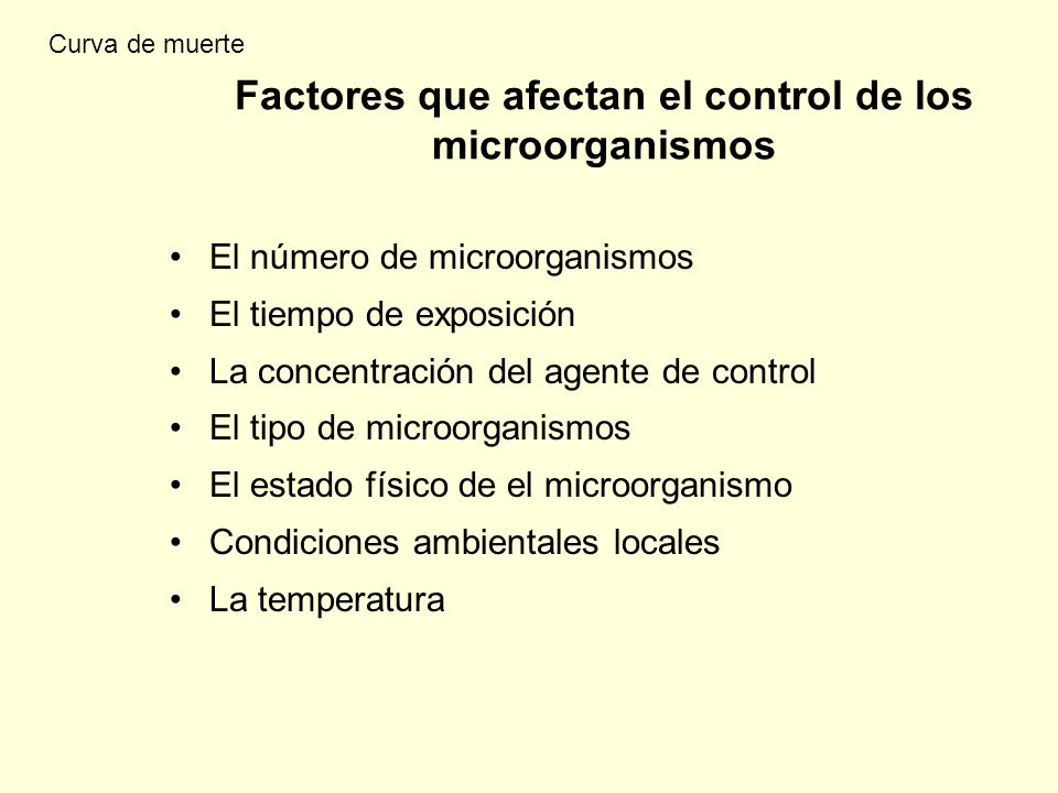 Factores que afectan el control de los microorganismos