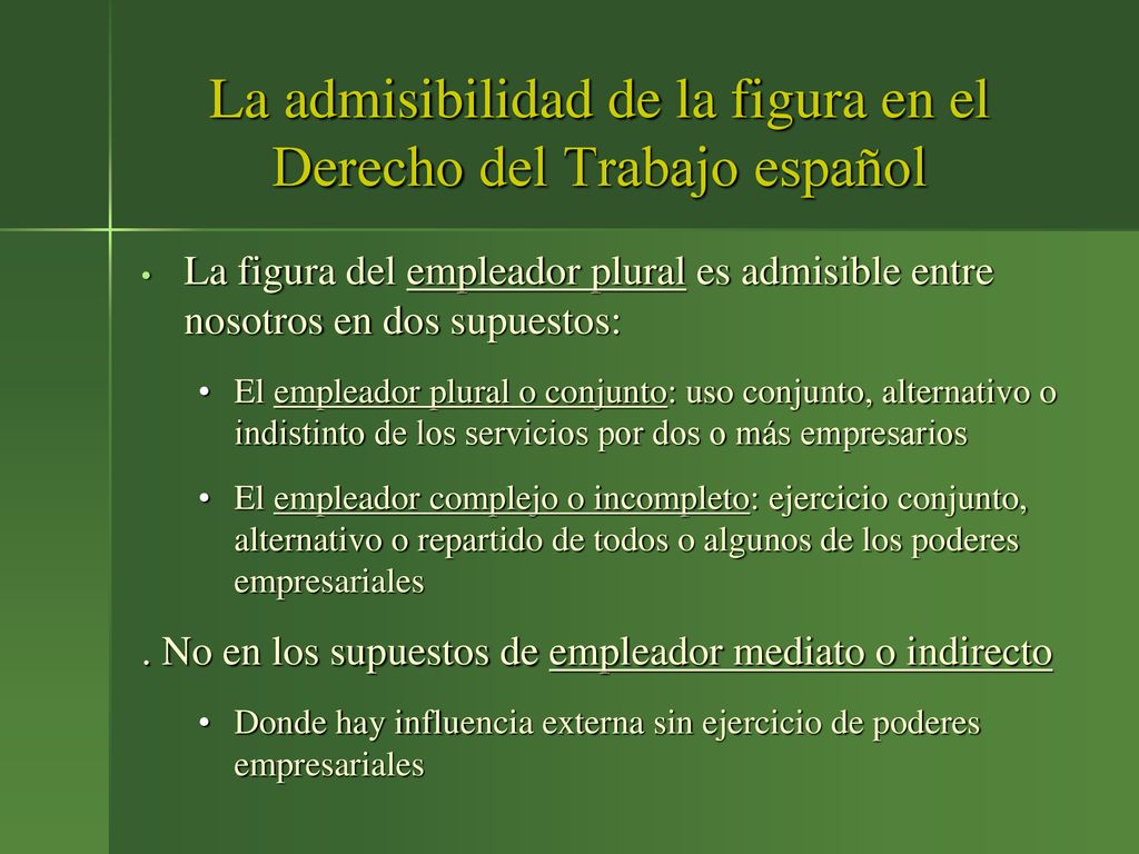 La admisibilidad de la figura en el Derecho del Trabajo español