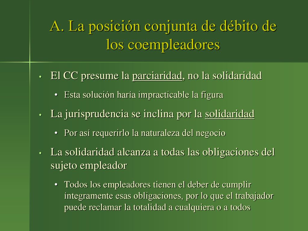 A. La posición conjunta de débito de los coempleadores