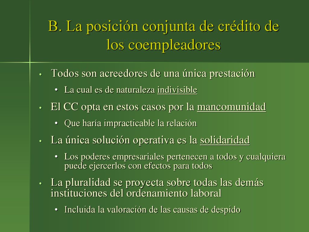 B. La posición conjunta de crédito de los coempleadores