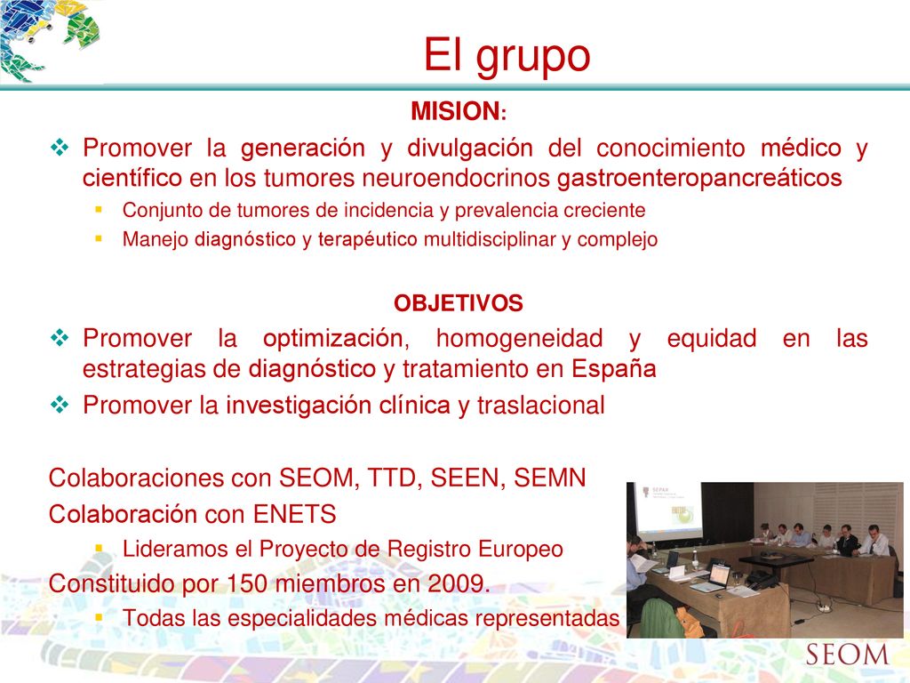 El grupo MISION: Promover la generación y divulgación del conocimiento médico y científico en los tumores neuroendocrinos gastroenteropancreáticos.