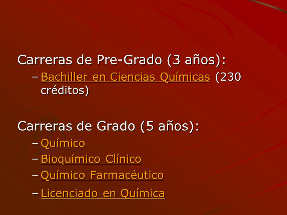 Carreras de Pre-Grado (3 años):