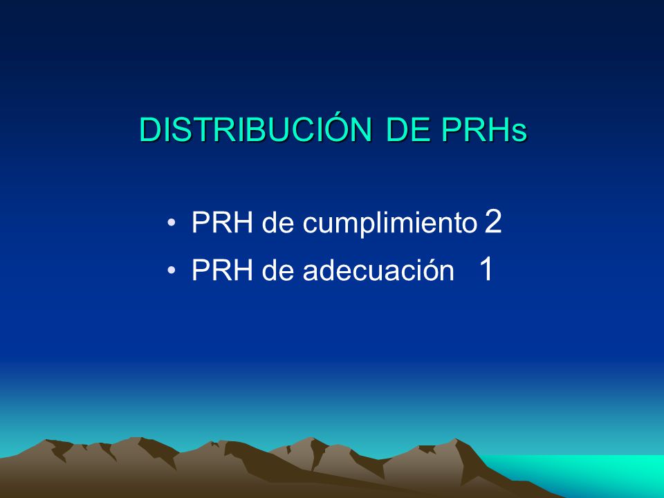 DISTRIBUCIÓN DE PRHs PRH de cumplimiento 2 PRH de adecuación 1