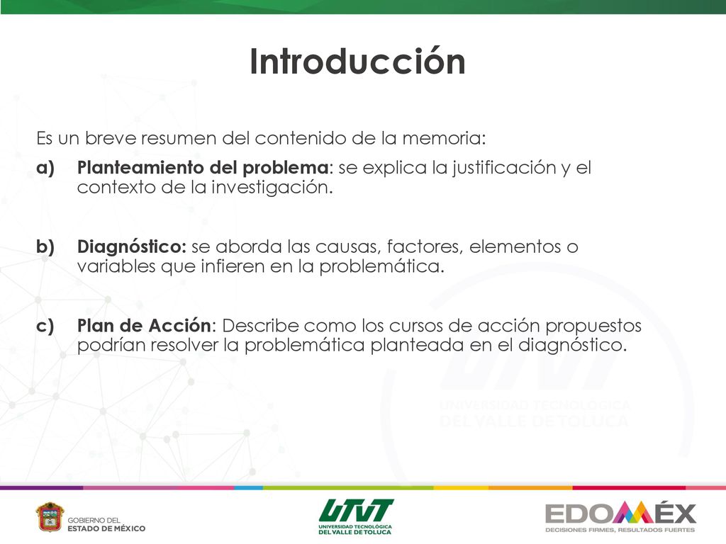 Introducción Es un breve resumen del contenido de la memoria: