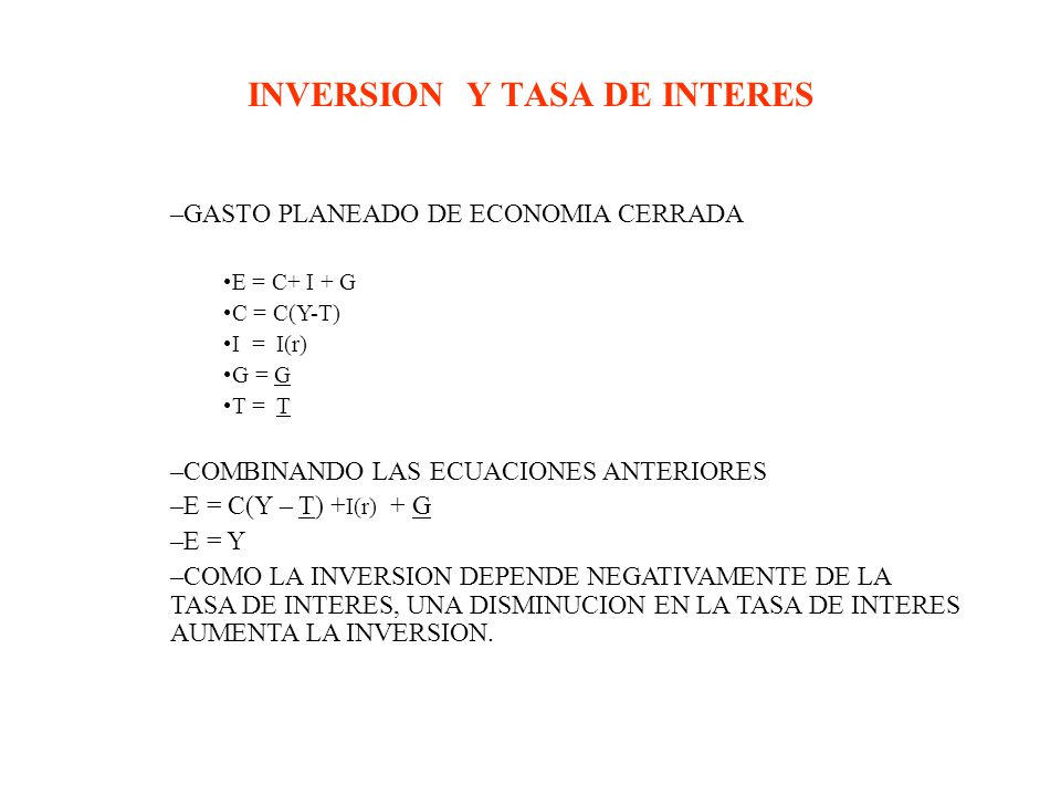 INVERSION Y TASA DE INTERES