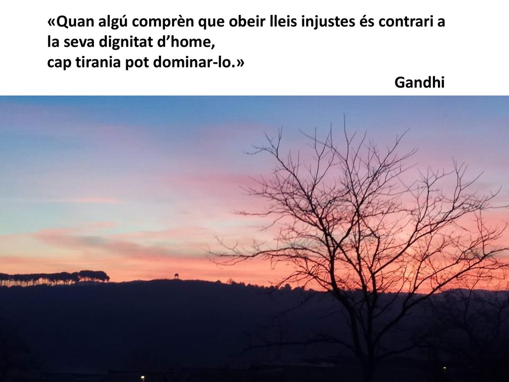 «Quan algú comprèn que obeir lleis injustes és contrari a la seva dignitat d’home,