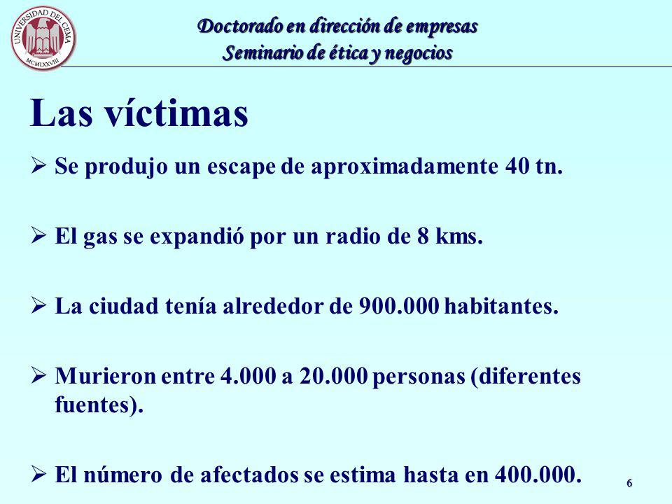 Las víctimas Se produjo un escape de aproximadamente 40 tn.