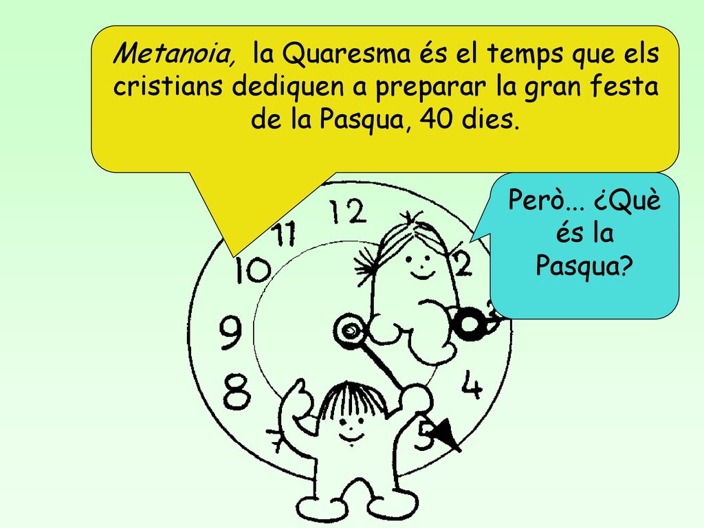 Metanoia, la Quaresma és el temps que els cristians dediquen a preparar la gran festa de la Pasqua, 40 dies.