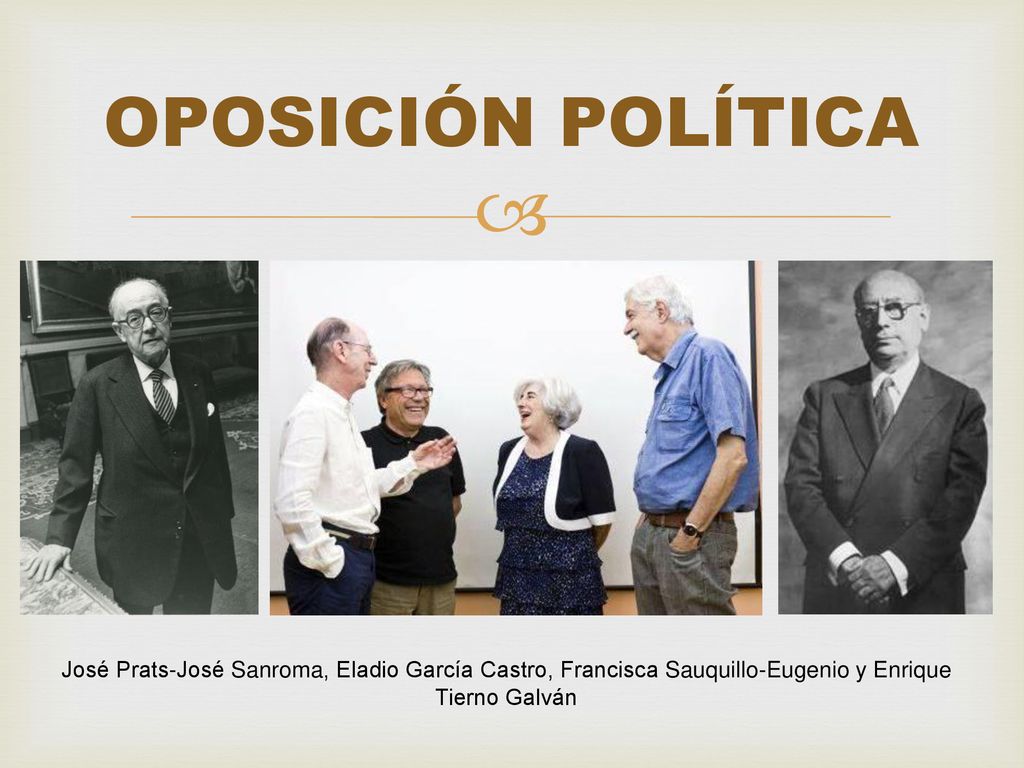 OPOSICIÓN POLÍTICA José Prats-José Sanroma, Eladio García Castro, Francisca Sauquillo-Eugenio y Enrique Tierno Galván.
