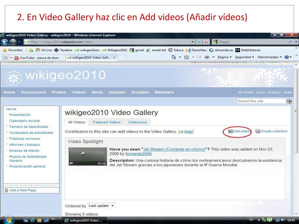 2. En Video Gallery haz clic en Add videos (Añadir vídeos)