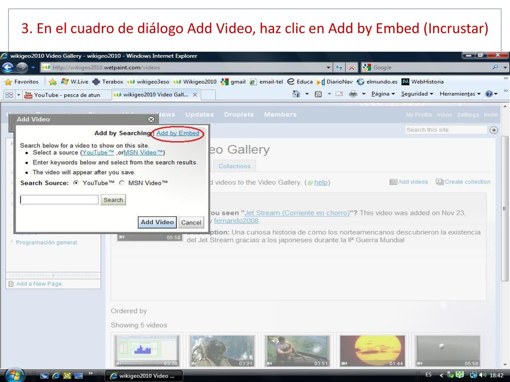 3. En el cuadro de diálogo Add Video, haz clic en Add by Embed (Incrustar)