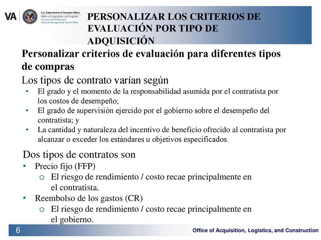 Personalizar criterios de evaluación para diferentes tipos de compras