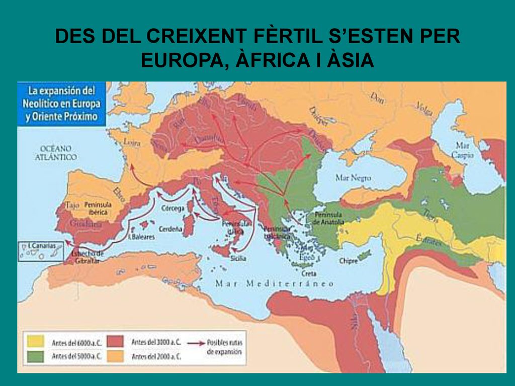 DES DEL CREIXENT FÈRTIL S’ESTEN PER EUROPA, ÀFRICA I ÀSIA
