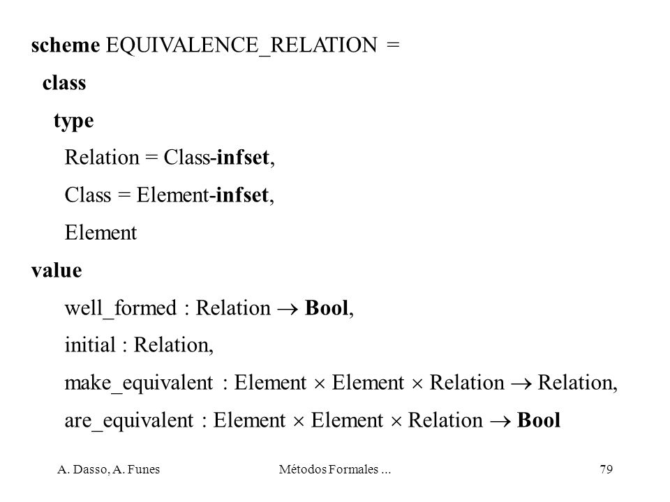 scheme EQUIVALENCE_RELATION = class type Relation = Class-infset,