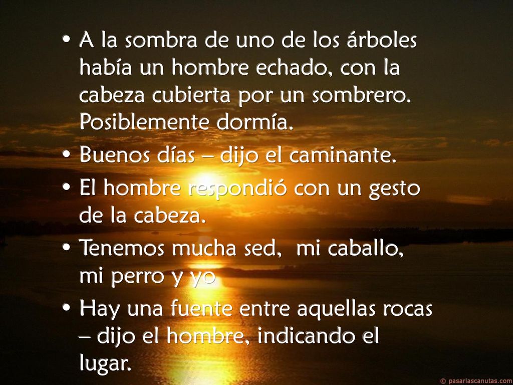 A la sombra de uno de los árboles había un hombre echado, con la cabeza cubierta por un sombrero. Posiblemente dormía.