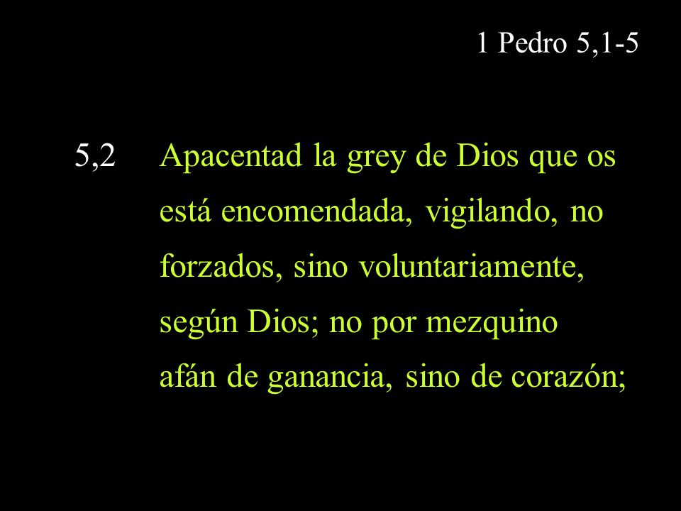 5,2 Apacentad la grey de Dios que os está encomendada, vigilando, no