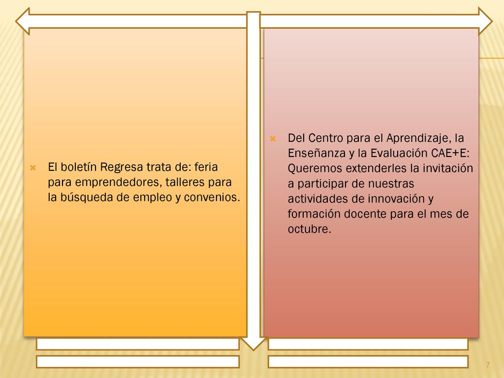 El boletín Regresa trata de: feria para emprendedores, talleres para la búsqueda de empleo y convenios.
