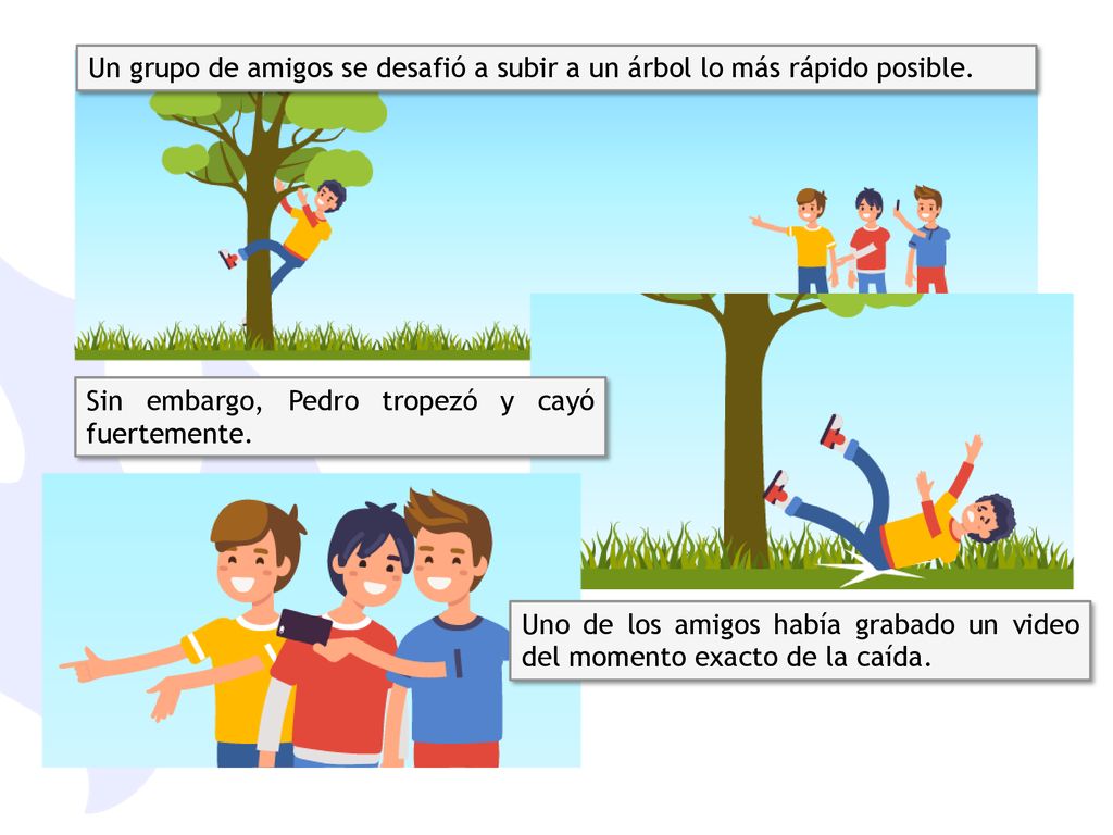 Un grupo de amigos se desafió a subir a un árbol lo más rápido posible.