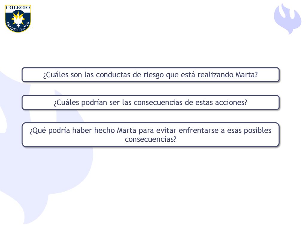 ¿Cuáles son las conductas de riesgo que está realizando Marta