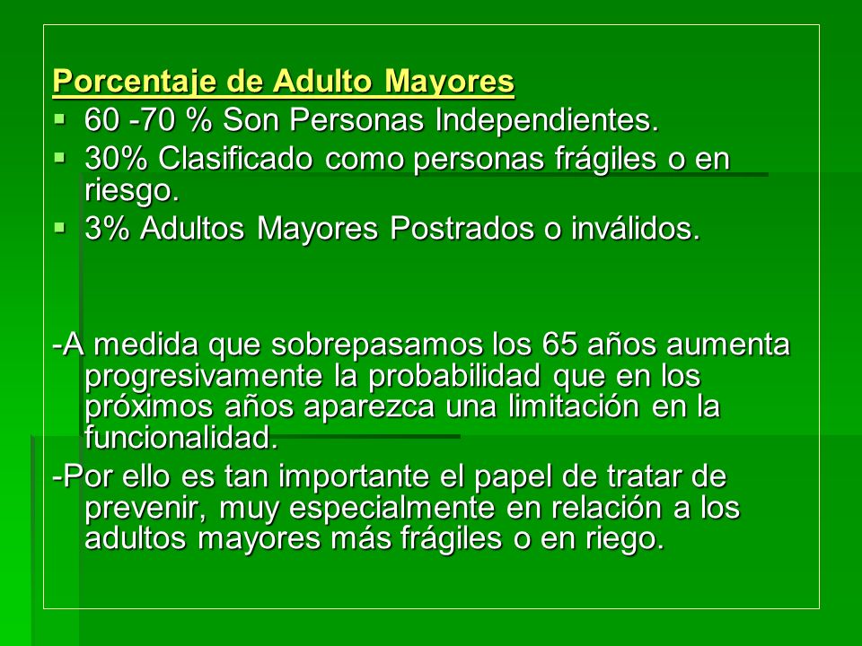 Porcentaje de Adulto Mayores
